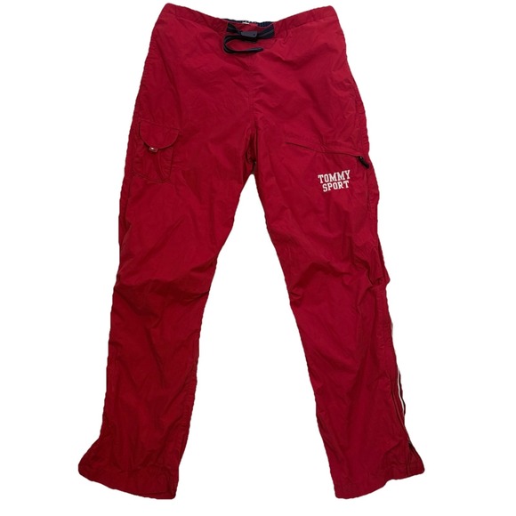 VTG Tommy Hilfiger Track Pants Men Blue Red Lined 90s Y2k‎ Swooshie Gym Medium - Picture 1 of 15